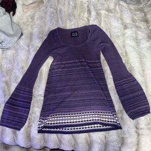 Decree Purple Long Sleeve Knit peplum Top